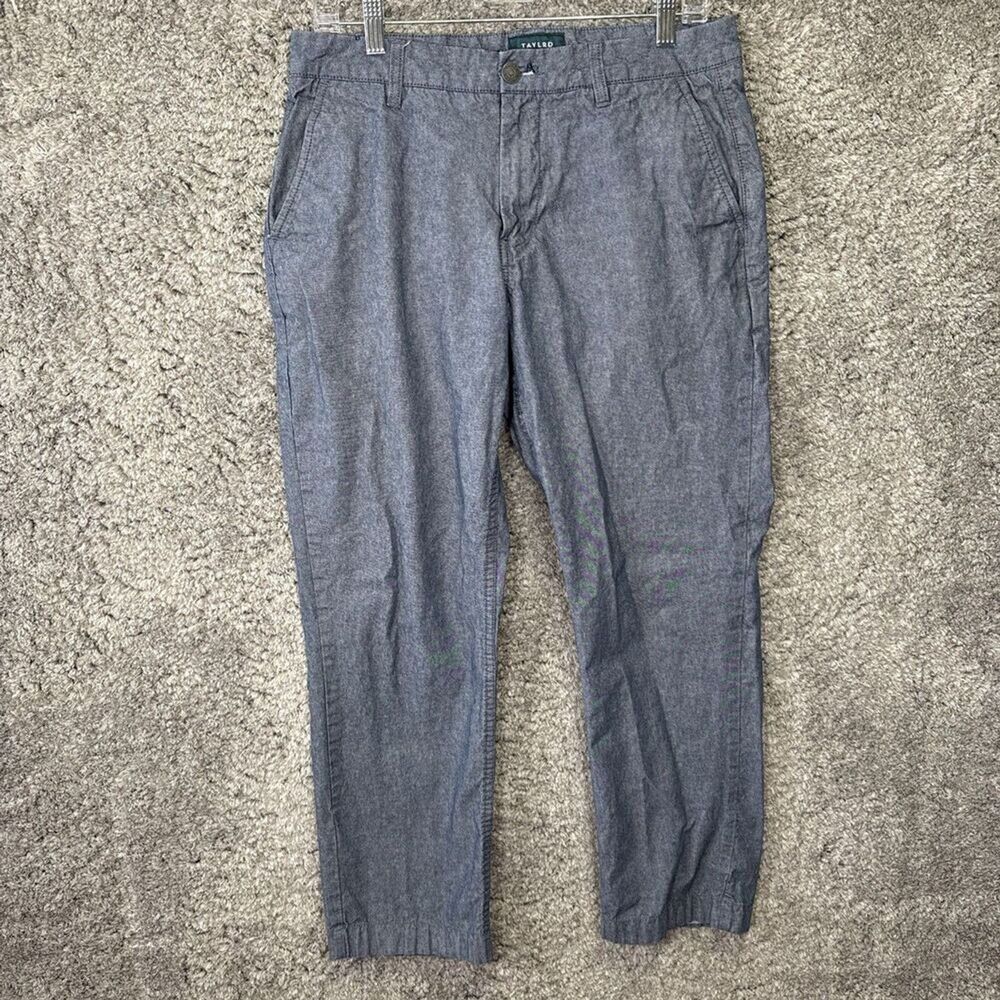 TAYLRD Mens Dress Pants Slacks Chino Pants 32x30 Blue Neutral Classic 27” Inseam